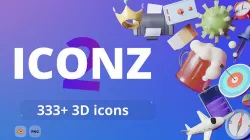 ICONZ - 333 stylized lowpoly 3D  icons  Low-poly 3D model