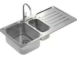 Kitchen Sink with double Bowl Tap and Drain 3D model