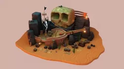 Lost pirate treasure diorama blender render  3D model