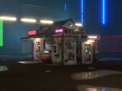 Low Poly Cyberpunk Sushi House for Games or Rendering Low-poly 3D model