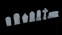 Low Poly Tombstone Pack 8K and 4K Textures Included Low-poly 3D model