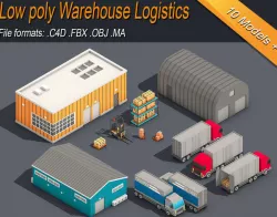 Low Poly Warehouse Logistics Isometric Low-poly 3D model