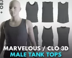 Male tank tops pack MD CLO 3D Genesis 8 zprj obj 3D model