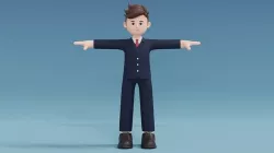 Minimal Man Cartoon Character 01 3D model
