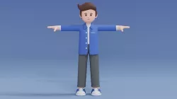 Minimal Man Cartoon Character 02 3D model