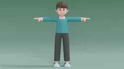 Minimal Man Cartoon Character 03 3D model