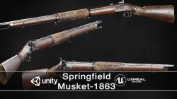 Model 1863 Springfield Rifle Musket Low-poly 3D model