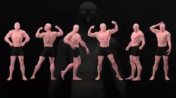 Muscled man Advanced skeleton rig 3D model