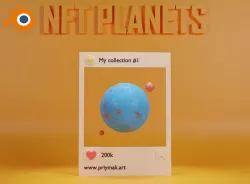 NFT 3D Insta social card Planets collection for Blender  3D model
