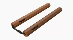 Nunchaku wood octagonal lace 3D model
