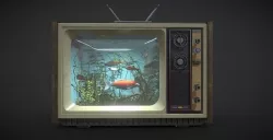 Old TV Aquarium Low-poly 3D model