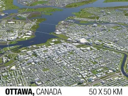 Ottawa Canada 50x50km 3D City Map 3D model