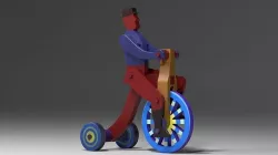 Pedaling Cyclist Wooden Toy 3D model