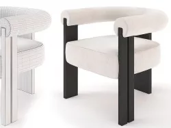 Percy Dining chair Boucle cream 3D model