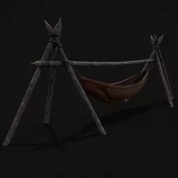 Primitive Tripod Hammock Low-poly 3D model