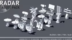 Radar Pack Low-poly 3D model