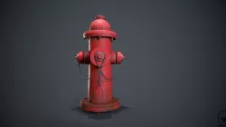 Realistic and low poly fire hydrant  3D model