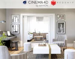 Redshift - C4D Scene files - Living Room 3 Interior 3D model