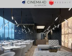 Redshift - C4D Scene files - Luxury Restaurant Scene 3D model