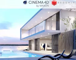 Redshift - C4D Scene files - Modern Minimalist House Exterior 3D model