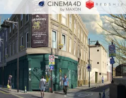 Redshift - C4D Scene files - Old London Pub Exterior 3D model