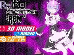 Rem - Re Zero Anime - Blender Low-poly 3D model