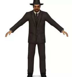 Retro Older Man Doctor in Black Suit Low-poly 3D model