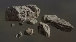Rock model set Low-poly 3D model