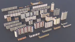 Russian buildings pack Low-poly 3D model