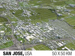 San Jose 50x50km 3D City Map 3D model