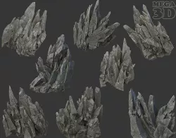 Spiky Black Rock 220616 - Ultra HD 16K Textures Low-poly 3D model