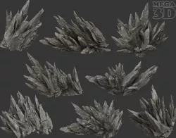 Spiky Black Rock 220626 - Ultra HD 16K Textures Low-poly 3D model