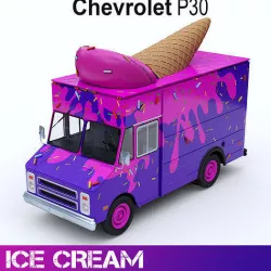 Step Van Ice Cream Low-poly 3D model