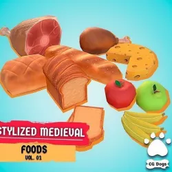 Stylized Medieval - Foods  Low-poly 3D model