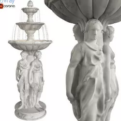 Three Roman Woman Fountain 3D model