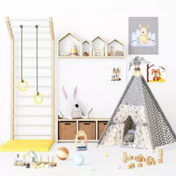 Toys and fureniture set with tent 3D model