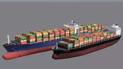 Two Cargo Ships Low-poly 3D model