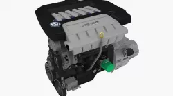 Volkswagen Golf R32 VR6 24v engine Low-poly 3D model