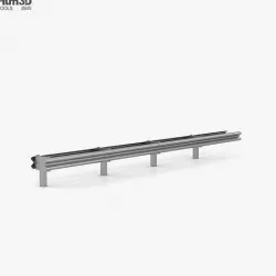 W-Beam Guardrail Barrier Double Sides 3D model