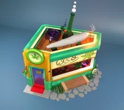Weed Cannabis marijuana shop Low Poly Blender render  Low-poly 3D model