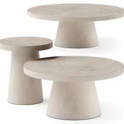 West Elm Two-Tone Concrete Round Side Coffee Tables 3D model