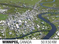 Winnipeg Canada 50x50km 3D City Map 3D model