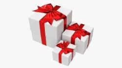 Wrapped gift boxes with bow red white 3D model
