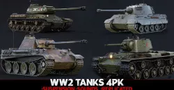 WW2 Tanks - 4pk - Advanced Tank Blueprint UE4 UE5 Low-poly 3D model