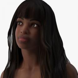 Nude Light Skin Black Woman Walking Pose 3D model