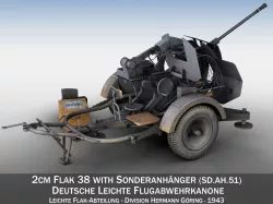 2cm Flak 38 with SD AH 51 - Trailer - DHG  3D model