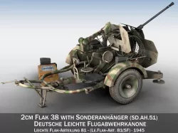 2cm Flak 38 with SD AH 51 - Trailer - FA81  3D model