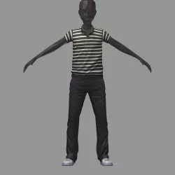 avatar casual set black line polo grey pants sneakers Low-poly  3D model
