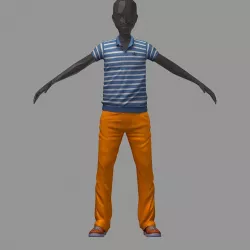 avatar casual set blue line polo orange pants sneakers 3D model