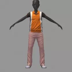 avatar casual set brown line polo cage pants sneakers 3D model